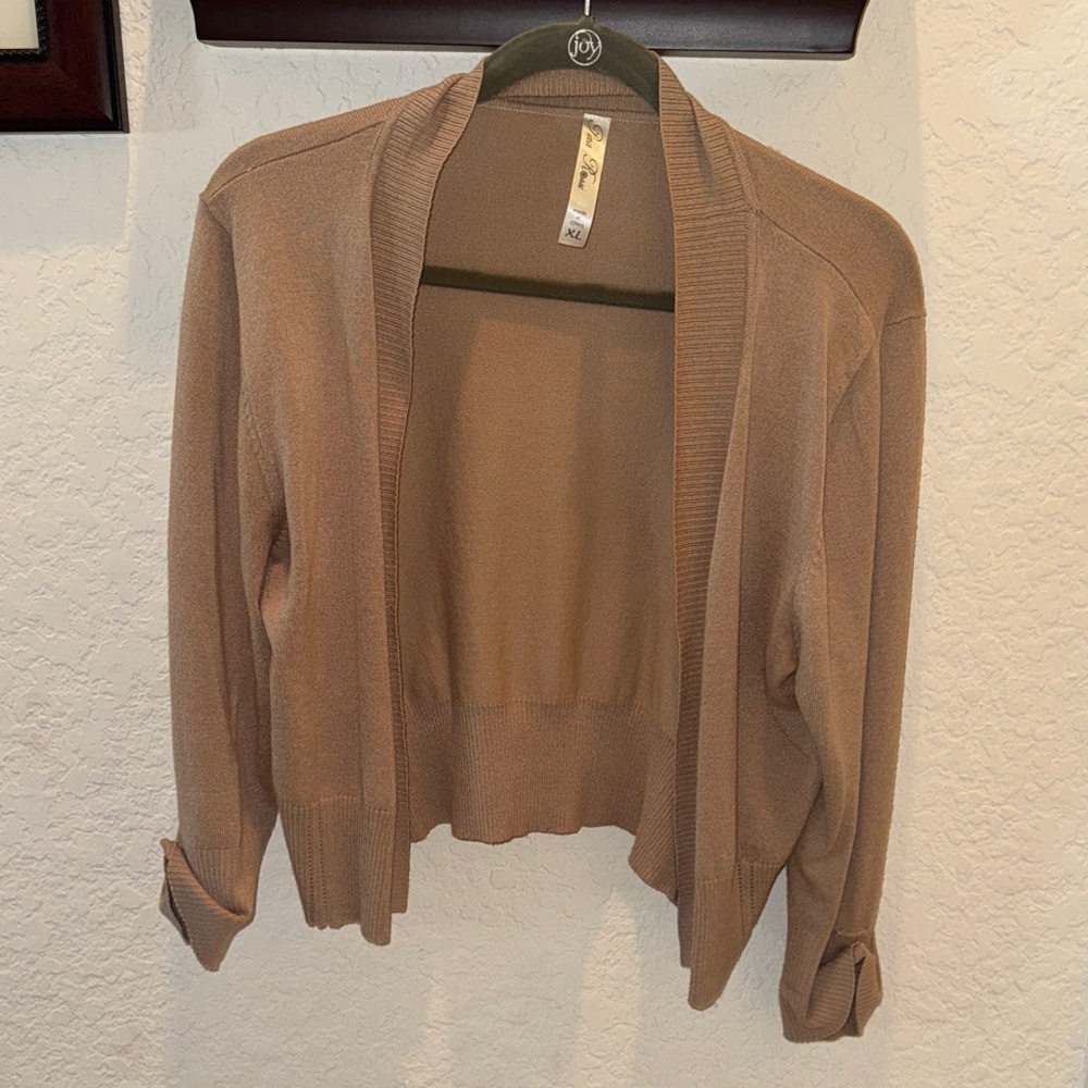 Rina Rossi Women's Beige Open-Front Cardigan
